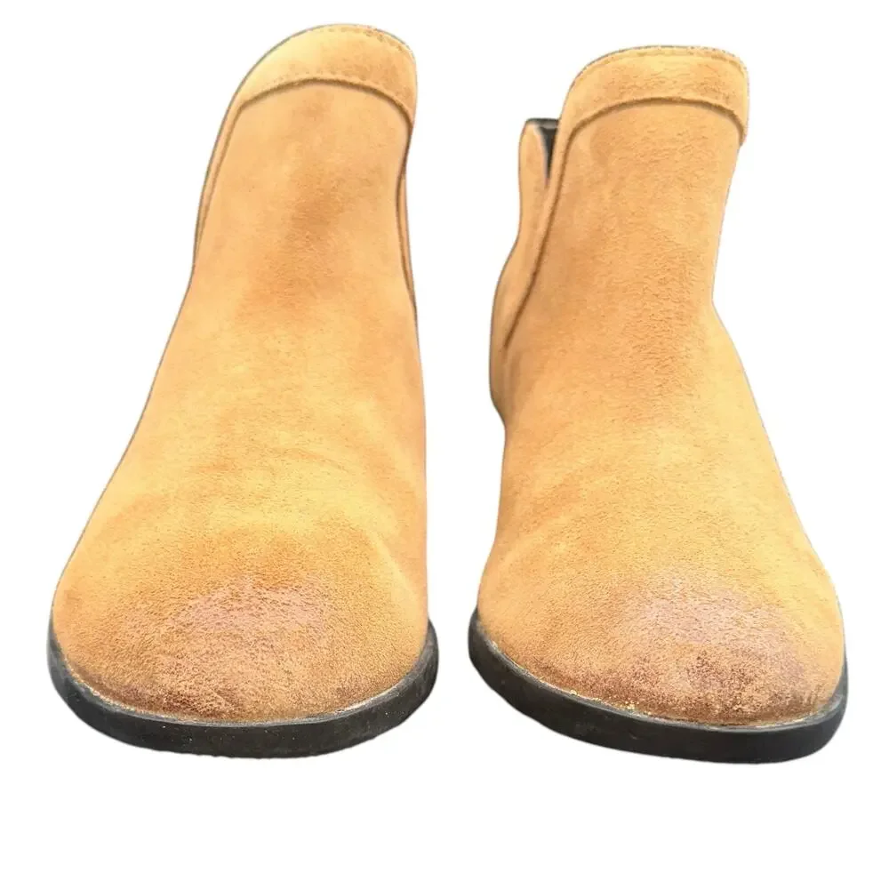 Sorel Emelie Chelsea Camel Suede Ankle Boots Size 8 Waterproof Leather Booties